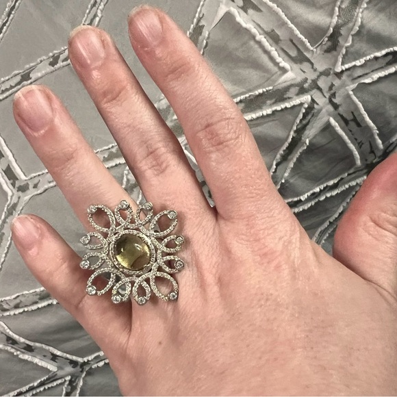 Sterling silver citrine adjustable ring by Hespera - Picture 3 of 4